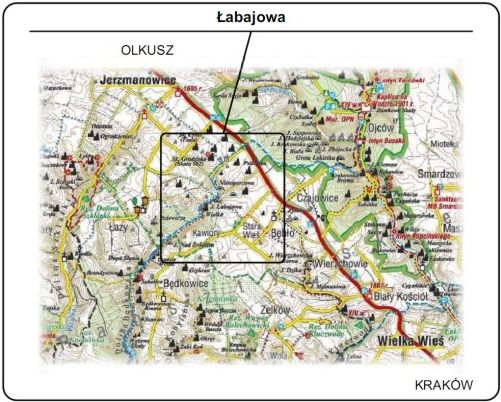 Mapa ogólna dojazdu do Jaskini Łabajowej