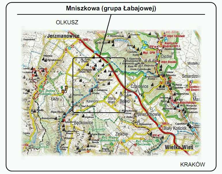 Mapa ogólna dojazdu do Jaskini Łabajowej