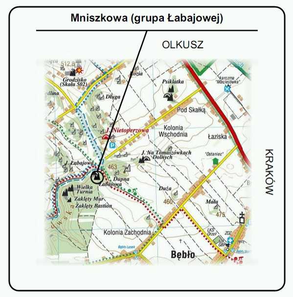 Mapa szczegółowa dojścia do Jaskini Łabajowej