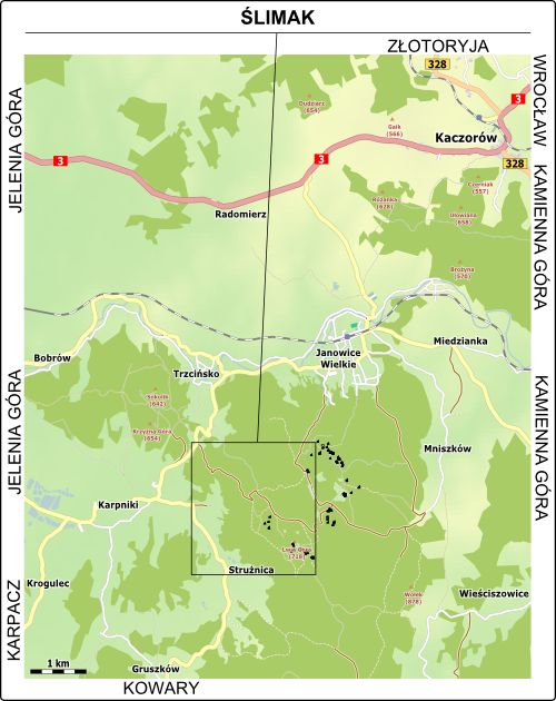 Mapa dojazdu do Rudaw Janowickich