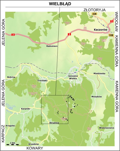 Mapa dojazdu do Rudaw Janowickich